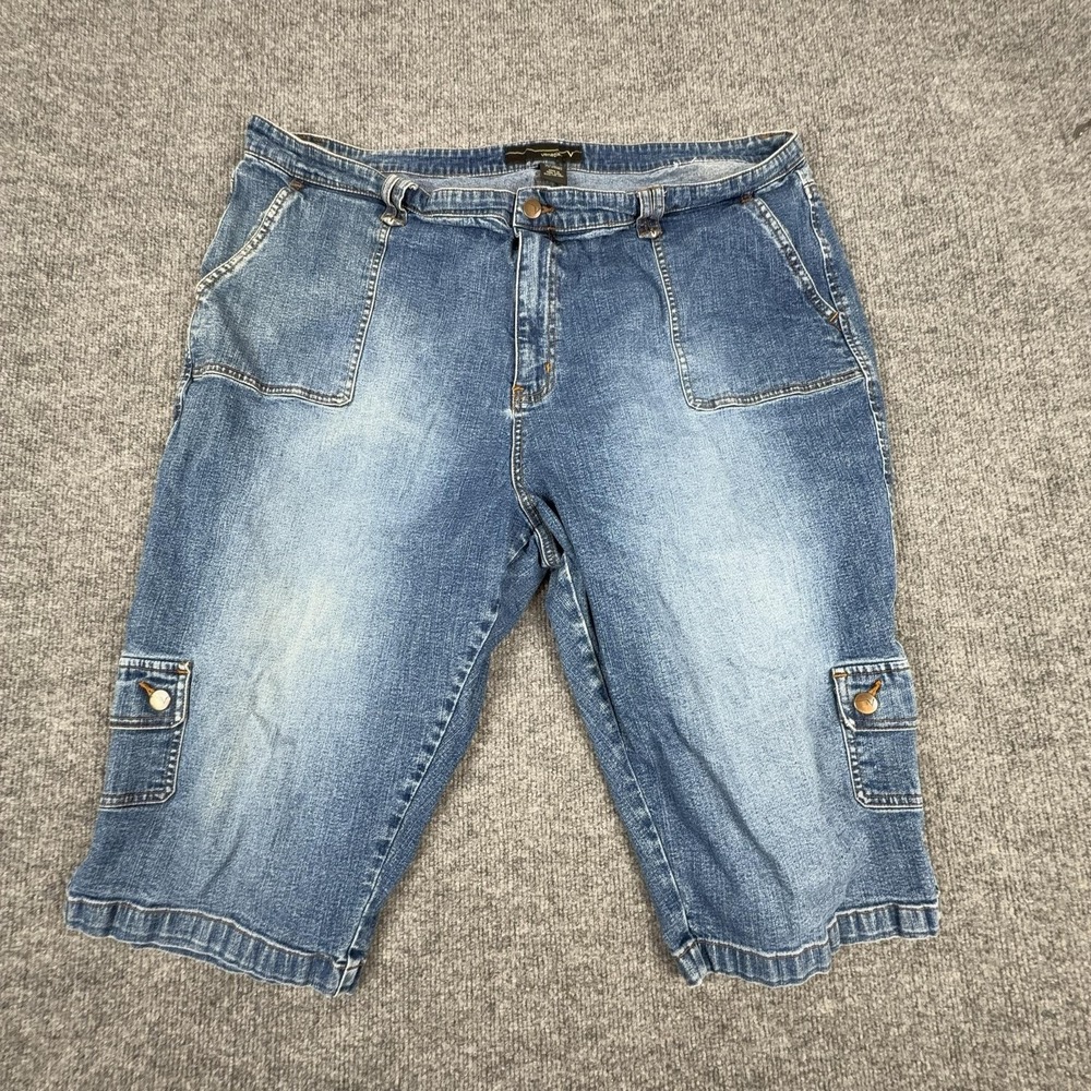 Venezia Shorts Womens 28 Blue Denim Cargo Bermuda Relaxed Fit Pockets Casual